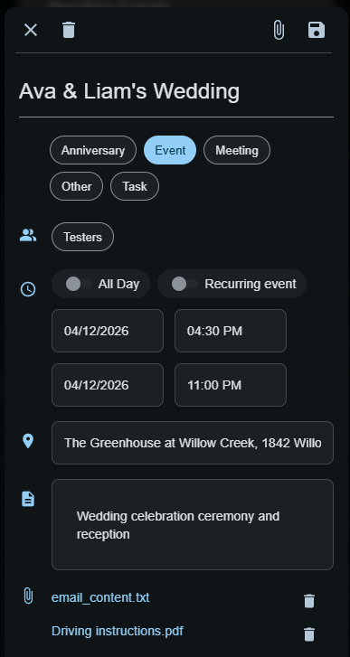 Odottavan tapahtuman muokkaus
